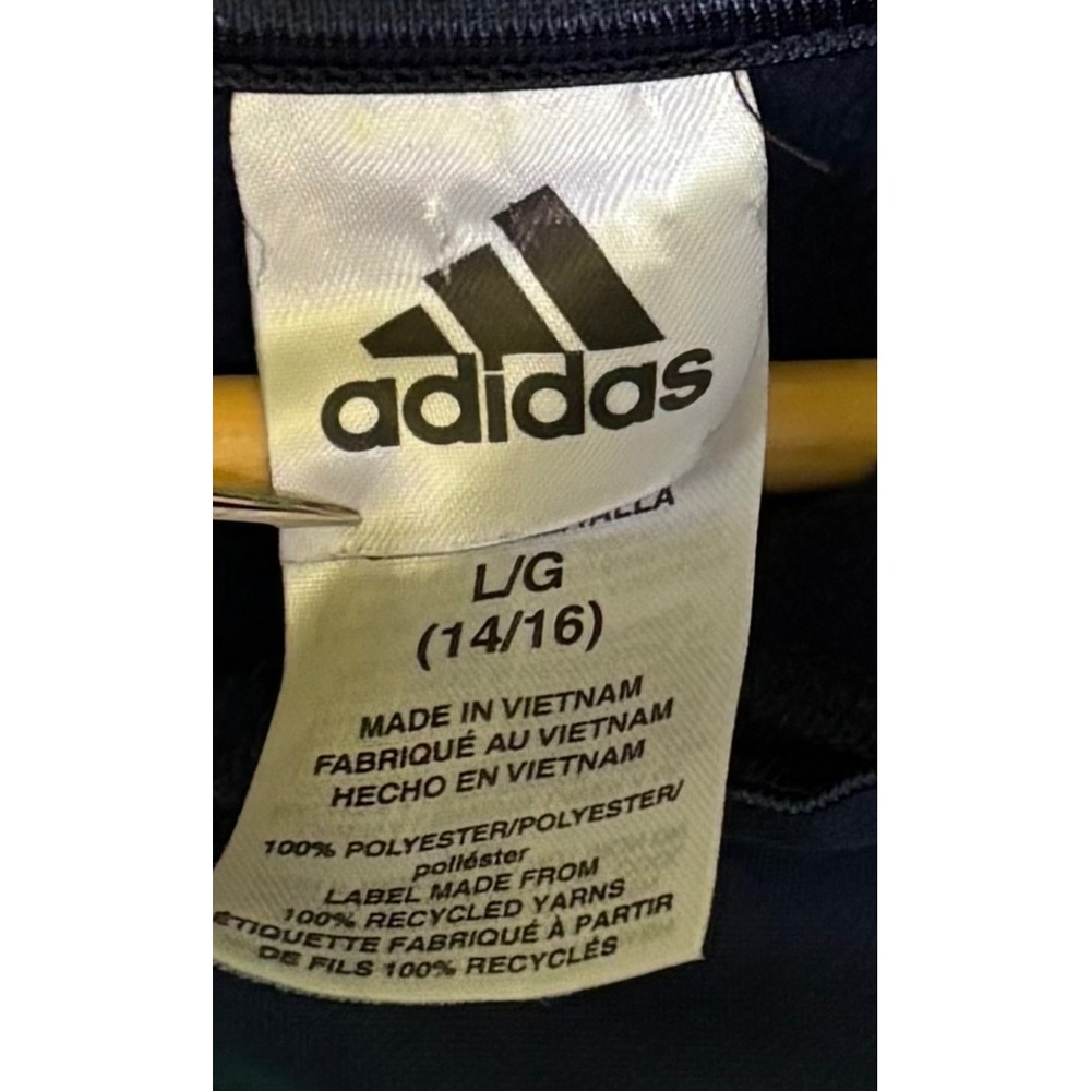 Kids Adidas Navy Blue Dri-FIT Hoodie Boys Girls L 14-16 Graphic Print - Picture 3 of 5